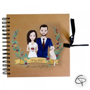 Livre d'or de mariage avec portraits illustrés