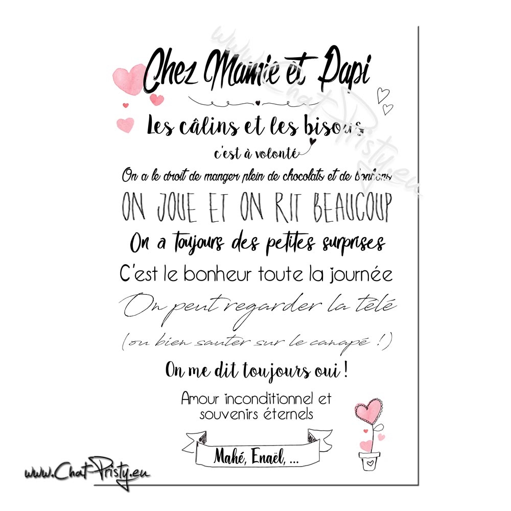 Affiche Chez Papi et Mamie le cadeau original et personnalisé – Omade