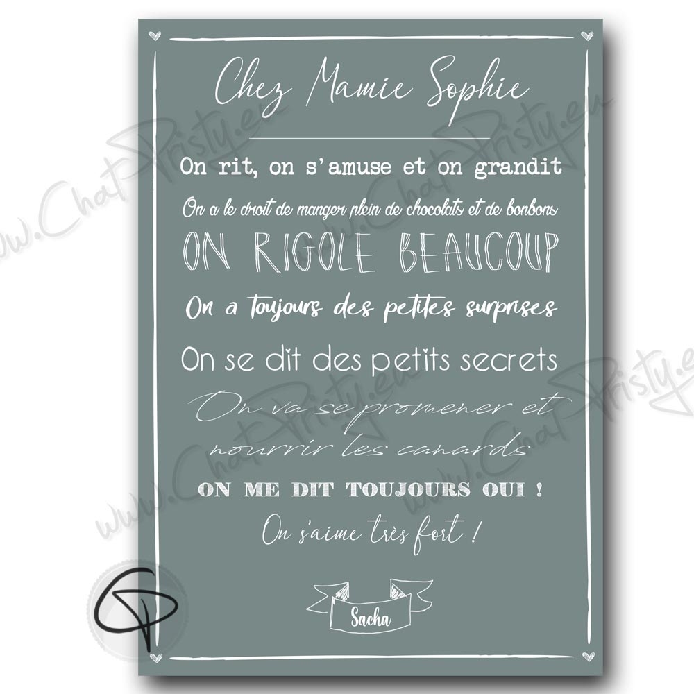 Affiche Chez Papi et Mamie le cadeau original et personnalisé – Omade