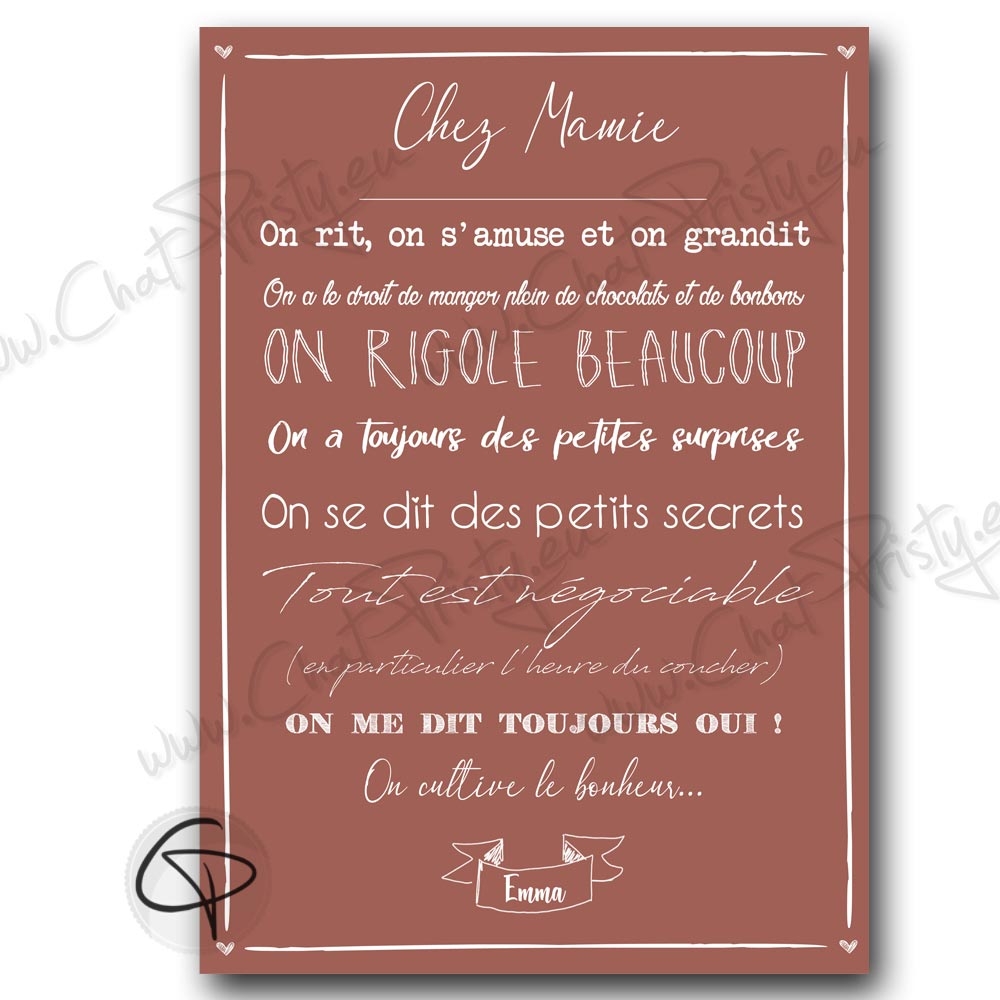 Affiche téléchargeable règles de vie chez papi et mamie