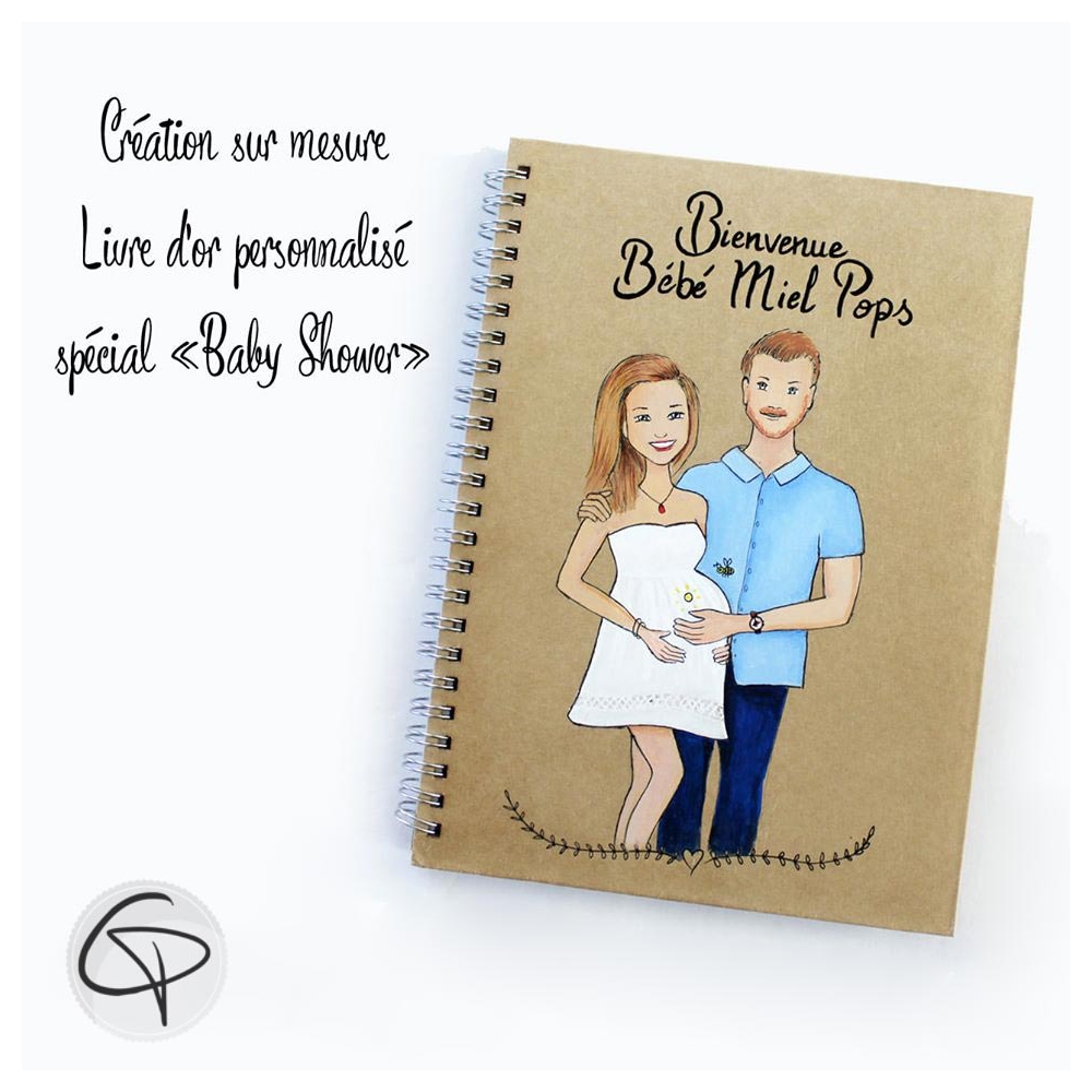 Livre Or Babyshower illustration personnalisable sur mesure