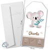 Présentation du faire-part naissance koala avec enveloppe Clairefontaine