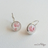 Boucles d'oreilles argentées pivoine rose