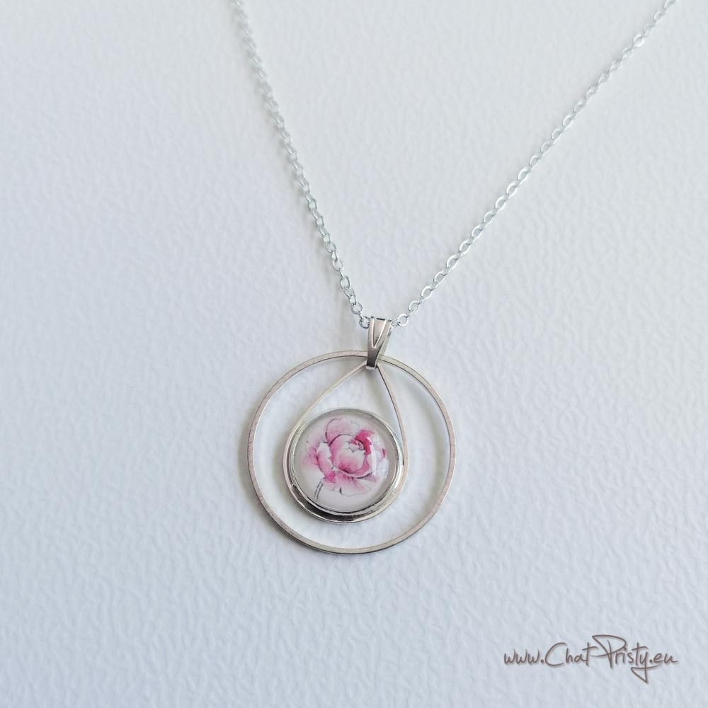 Collier pivoine bijou original artisanal femme