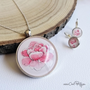 Sautoir pivoine bijou floral original femme