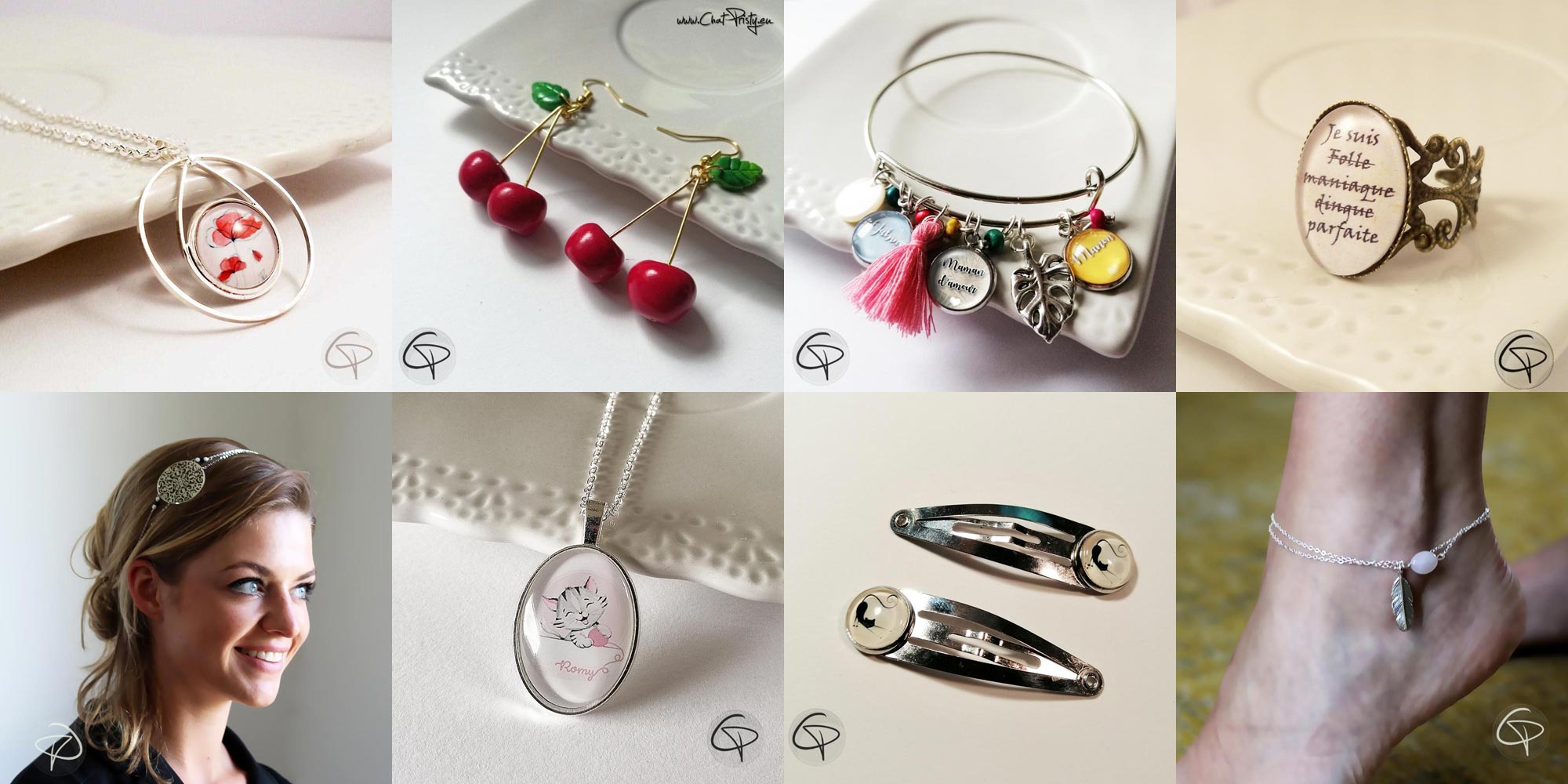 Bijoux enfant, bracelet, collier et boucles d'oreilles chat