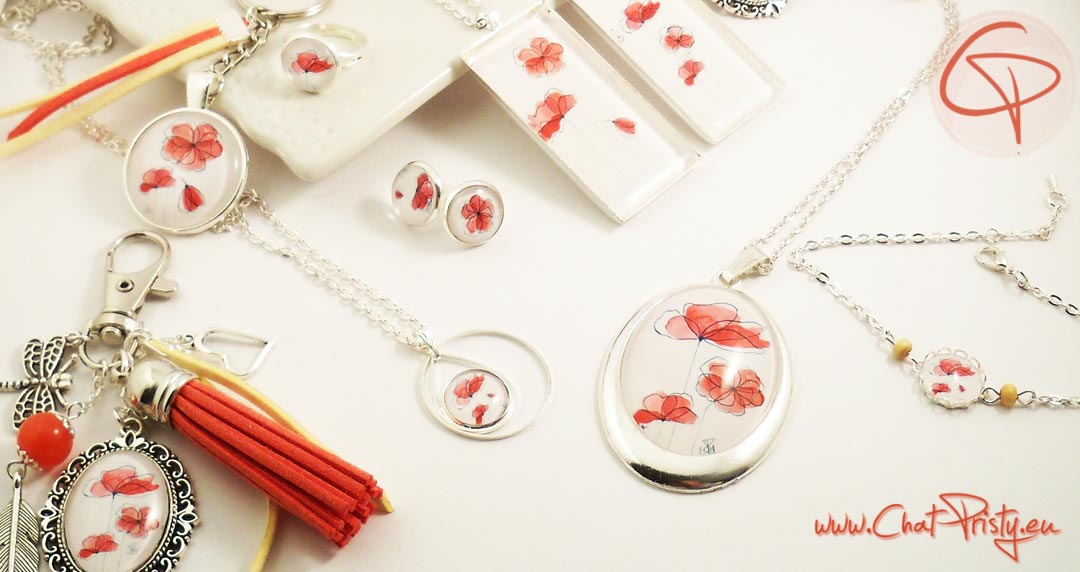 Bijoux originaux pour femme décorés de beaux motifs coquelicots