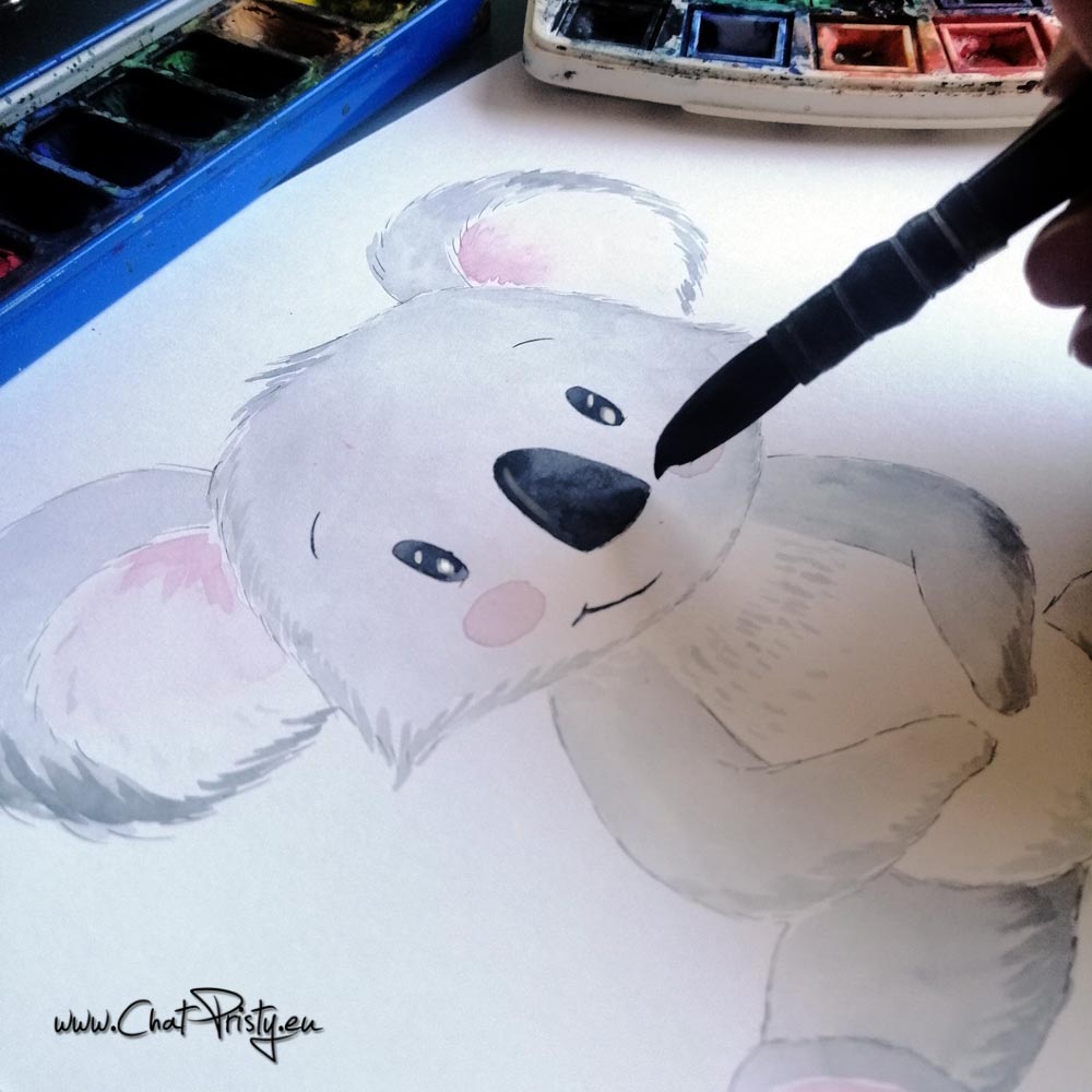 Aquarelle koala peinte à la main par Laura Lefebvre