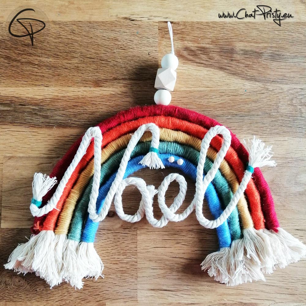 Porte-clés arc-en-ciel macramé Personnalisable Cadeau -  France