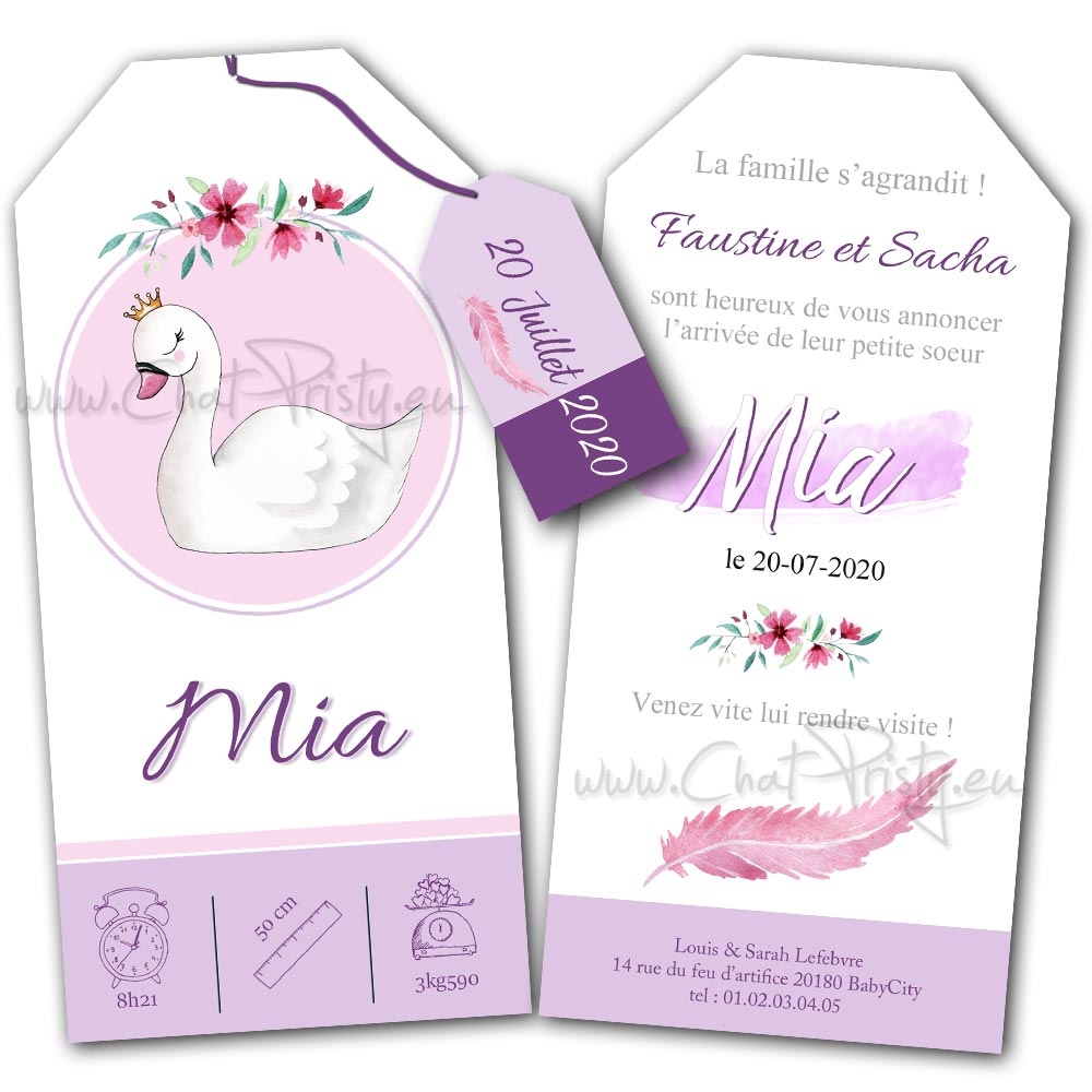 Faire-part de naissance aux couleurs douces