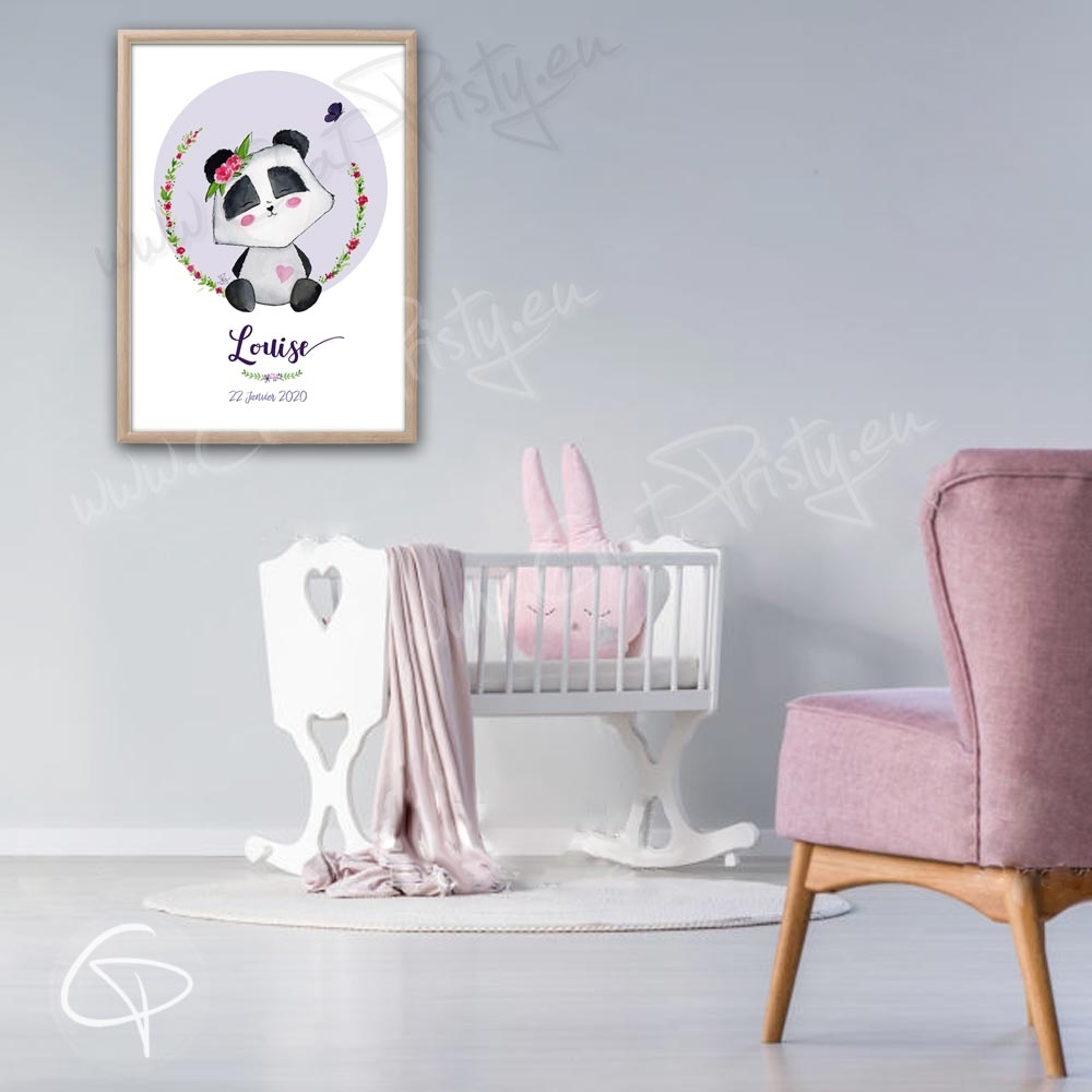 Cadeau de naissance original pour une fille avec un bébé panda pour décorer la chambre